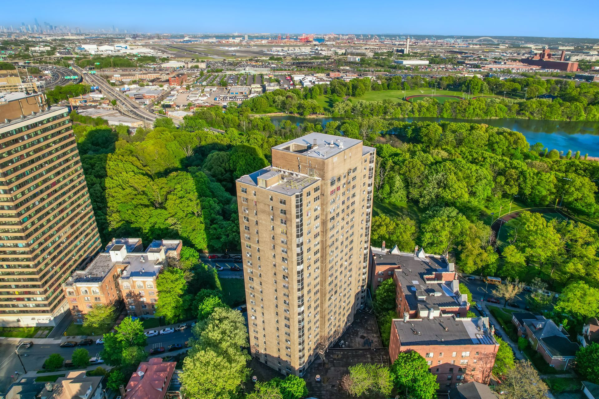 Aerial view of Heritage Estates overlooking Weequahic Park